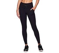 Avalanche Women's Drawstring Waist Gym Hiking Legging Fitted Jogger with Pockets, Black/Rib, S