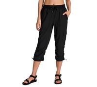 Avalanche Women's Lightweight Capri Pant Cropped Everyday Quick Drying Hiking Capri Weekend Pant with Pockets, Black Shadow Stripe, XL