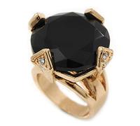 Avalaya 20mm D/Black Crystal Round Wide Band Cocktail Ring/Gold Plating/Size 7