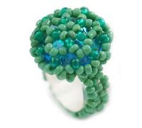 Avalaya 20mm D/Glass and Acrylic Bead Button-shaped Flex Ring (Apple Green) - Size M