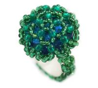 Avalaya 20mm D/Glass and Acrylic Bead Button-shaped Flex Ring (Grass Green) - Size M