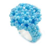 Avalaya 20mm D/Glass and Acrylic Bead Button-shaped Flex Ring (Light Blue) - Size M