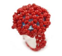 Avalaya 20mm D/Glass and Acrylic Bead Button-shaped Flex Ring (Red) - Size M
