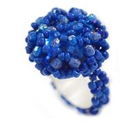 Avalaya 20mm D/Glass and Acrylic Bead Button-shaped Flex Ring (Royal Blue) - Size S