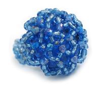 Avalaya 20mm D/Glass and Acrylic Bead Button-shaped Flex Ring (Sky Blue) - Size M