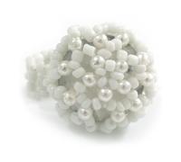 Avalaya 20mm D/Glass and Acrylic Bead Button-shaped Flex Ring (White) - Size M