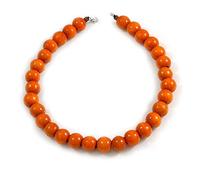 Avalaya 20mm D/Orange Wood Bead Chunky Necklace/60cm Long