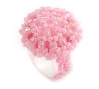 Avalaya 20mm D/Pastel Pink Glass and Acrylic Bead Button-shaped Flex Ring - Size M