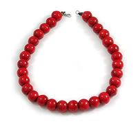 Avalaya 20mm Single Bead/Chunky Red Round Wood Bead Necklace/60cm Long