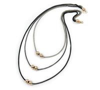 Avalaya 3 Strand, Beaded, Layered Mesh Chain Necklace In Black/Anthracite/Silver Tone - 86cm L
