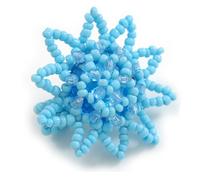Avalaya 35mm D/Baby Blue Glass and Light Blue Acrylic Bead Sunflower Stretch Ring - Size M