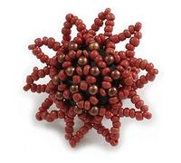 Avalaya 35mm D/Brown Glass and Acrylic Bead Sunflower Stretch Ring - Size S/M