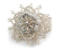 Avalaya 40mm Glass and Sequin Star Flex Ring/Clear/Transparent/Size M