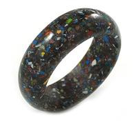 Avalaya Black Resin with Mosaic Effect Bangle Bracelet - Medium - 17cm L