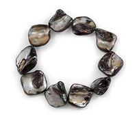 Avalaya Black Shell Nugget Stretch Bracelet - 18cm L