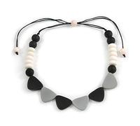 Avalaya Black/White/Grey Resin Bead Geometric Cotton Cord Necklace/ 44cm-50cm L/Adjustable