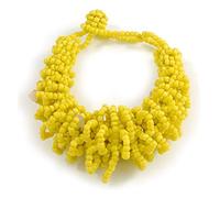 Avalaya Chunky Glass Beads and Semiprecious Stone Bracelet In Lemon Yellow - 18cm Long
