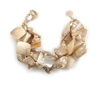 Avalaya Chunky Multistrand Shell-Composite Beaded Bracelet In Antique White - 18cm Long