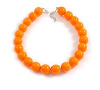 Avalaya Chunky Neon Orange Round Bead Short Necklace/20mm D single bead - 42cm L/ 4cm Long