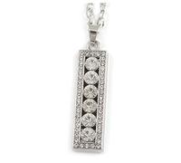 Avalaya Clear Crystal Medallion Pendant with Thick Long Chain/Silver Tone/ 70cm L