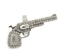 Avalaya Clear Crystal Revolver Ring/Rhodium Plated/ 50mm Across/ Size7/8