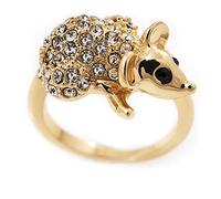 Avalaya Cute Crystal Mouse Ring - size N