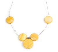Avalaya Delicate Floating Banana Yellow Shell Bead Wire Necklace in Silver Tone - 44cm L