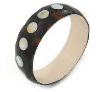 Avalaya Dotted Shell Round Bangle Bracelet (Brown, White, Black) - 20cm L