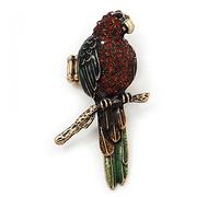 Avalaya Exotic Green/Amber Coloured Crystal 'Parrot' Flex Ring In Burnt Gold Plating - 7.5cm Length (Size 7/8)
