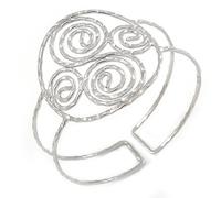 Avalaya Greek Style Twirl Upper Arm Armlet Bracelet/Hammered/Silver Tone Metal/Adjustable