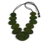 Avalaya Green Eco-Friendly Geometric Handmade Wooden Necklace with Black Adjustable Cotton Cord - V Shape, 80cm Max Length