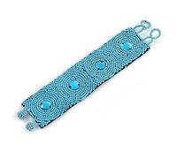 Avalaya Handmade Boho Style Light Blue Glass Bead Wristband Bracelet - 17cm L/ 2cm Ext