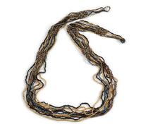 Avalaya Handmade Multi-Strand Glass Seed Bead Necklace in Gold, Bronze & Black - 94cm Length with Button & Loop Closure
