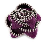 Avalaya Large Purple Zipper Fabric Rose Ring With Silver Tone Wire Band - 45mm Diameter - 7/8 Adjustable