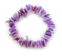 Avalaya Lavender Shell Nugget Stretch Bracelet - up to 19cm