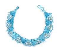 Avalaya Light Blue/Transparent Glass Bead Lacy Choker Necklace - 36cm L/ 3cm Ext