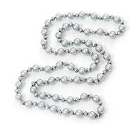 Avalaya Long Light Grey/Metallic Grey Glass Pearl/Bead Necklace - 110cm Length