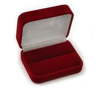 Avalaya Luxury Red Velour Wedding Two Ring Box