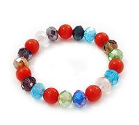 Avalaya Multicoloured Glass Bead Flex Bracelet - 18cm Length