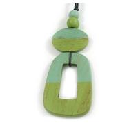 Avalaya O-Shape Lime Green/Mint Wood Pendant with Black Cotton Cord - 88cm L/ 13cm Pendant