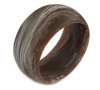 Avalaya Off Round Blurred Brown/White Acrylic Bangle Bracelet Matte Finish - Medium Size