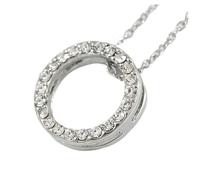 Avalaya Open Cut Crystal Ring Pendant with Silver Tone Chain - 40cm L/ 6cm Ext