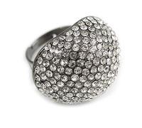 Avalaya Pave Set Crystal Dome Shape Ring/Black Tone Metal/ 27mm Across -7/8 Size/Adjustable