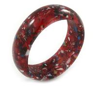 Avalaya Red Resin with Mosaic Effect Bangle Bracelet - Medium - 17cm L