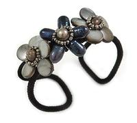 Avalaya Romantic Shell, Freshwater Pearl Bead Floral Wired Cuff Bracelet - 18cm Long - Adjustable