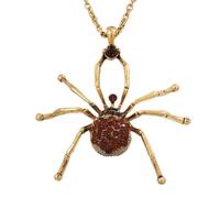 Avalaya Shimmering Amber Coloured Crystal Spider Pendant Necklace In Antique Gold Tone Metal - 60cm Length