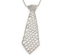 Avalaya Star Quality Clear Crystal Tie Necklace/Silver Tone Metal/ 37cm L/ 17cm Ext /15cm Tie