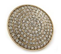 Avalaya Statement Round Pave Set Diamante Elements 'Discus' Stretch Ring - Adjustable 7/8-50mm Wide