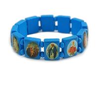 Avalaya Stretch Blue Wooden Saints Bracelet/Jesus Bracelet/All Saints Bracelet - Up to 20cm Length