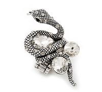 Avalaya Stunning Clear Diamante Snake Stretch Ring (6cm Length) - 7/9 Size
